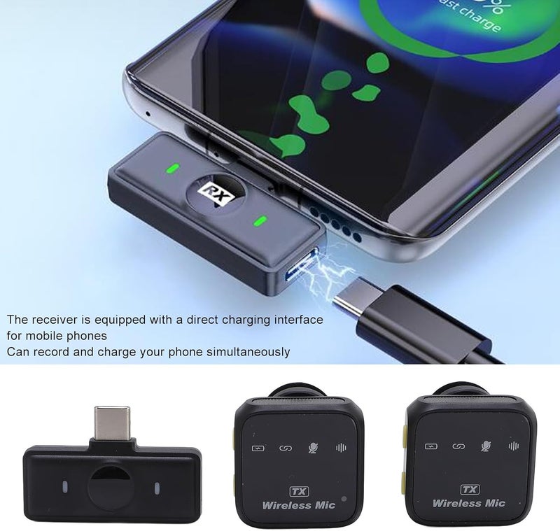 تطبيقات مختلفة ميكروفون لافالير لاسلكي، ميكروفون طية صدرية مع تقنية لاسلكية 2.4G، إلغاء الضوضاء النشط، ميكروفون ياقة لتسجيل الفيديو والبودكاست طراز بسيط (مينيمالي) - Image 4