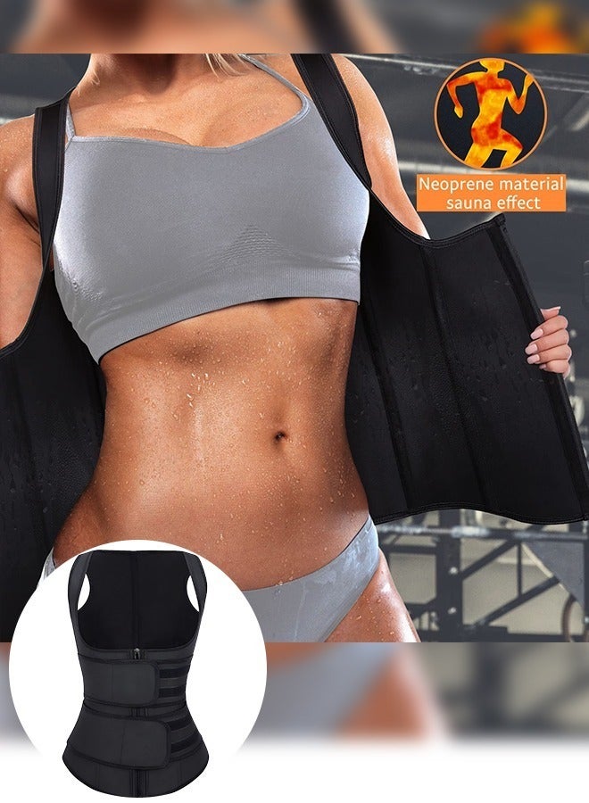 GROIC Waist Trainer for Women Waist Trainer Corset Vest Tummy Slimming Belly  Body Shaper, Double Belt Sauna Workout Trimmer Belts with Zipper and 9 Steel Bones - Image 5