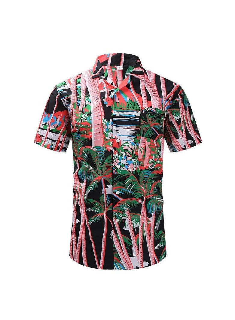 Loquat Summer Retro Printed Men's Short Sleeved Shirt - Image 1