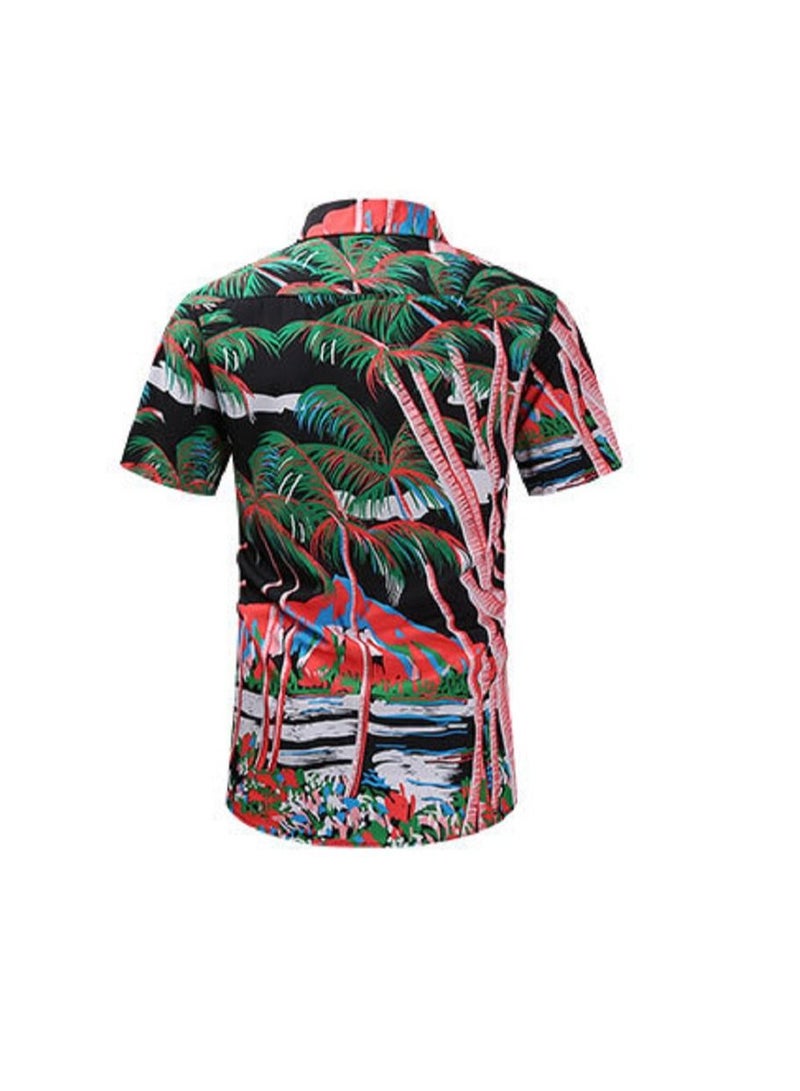 Loquat Summer Retro Printed Men's Short Sleeved Shirt - Image 2