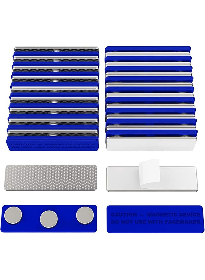 erorex Magnetic Name Tag Magnetic Badge Holder For Clothes Metal Magnetic Tags With 3 Neodymium Magnets Pass Holder With Adhesive Tape For Jacket Lapel Shirt 20 Pcs Blue - Image 1