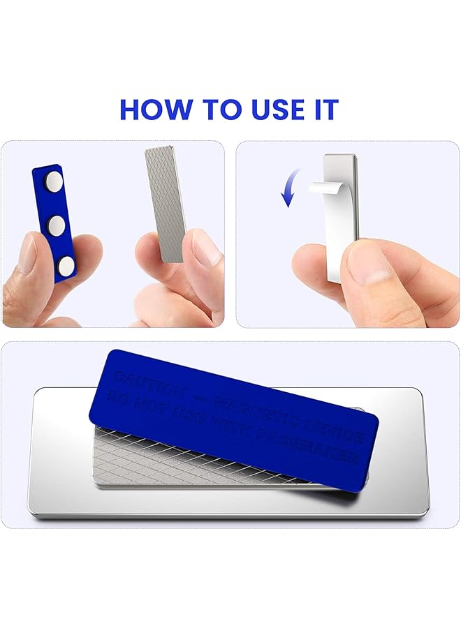 erorex Magnetic Name Tag Magnetic Badge Holder For Clothes Metal Magnetic Tags With 3 Neodymium Magnets Pass Holder With Adhesive Tape For Jacket Lapel Shirt 20 Pcs Blue - Image 5
