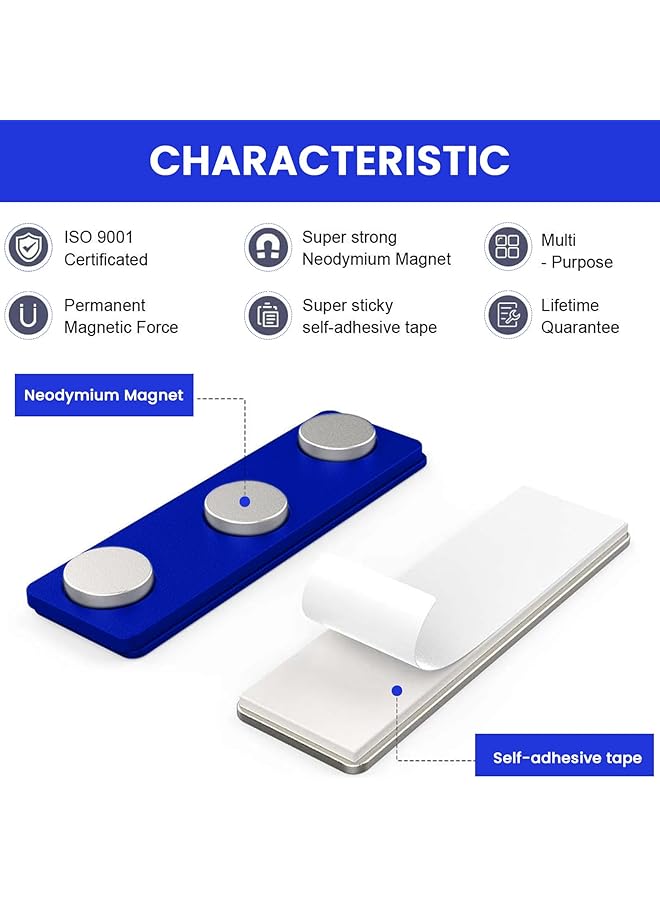 erorex Magnetic Name Tag Magnetic Badge Holder For Clothes Metal Magnetic Tags With 3 Neodymium Magnets Pass Holder With Adhesive Tape For Jacket Lapel Shirt 20 Pcs Blue - Image 3