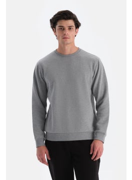 dagi Grey Melange Men's Sweatshirt with Ribbed Inside  - Image 1