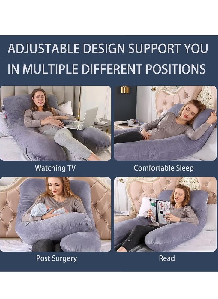 EHOME Pregnancy Pillow, U-Shape Maternity Pillow with Removable Cover, Full Body Pillow for Pregnant Women, 70*130cm  - Image 2