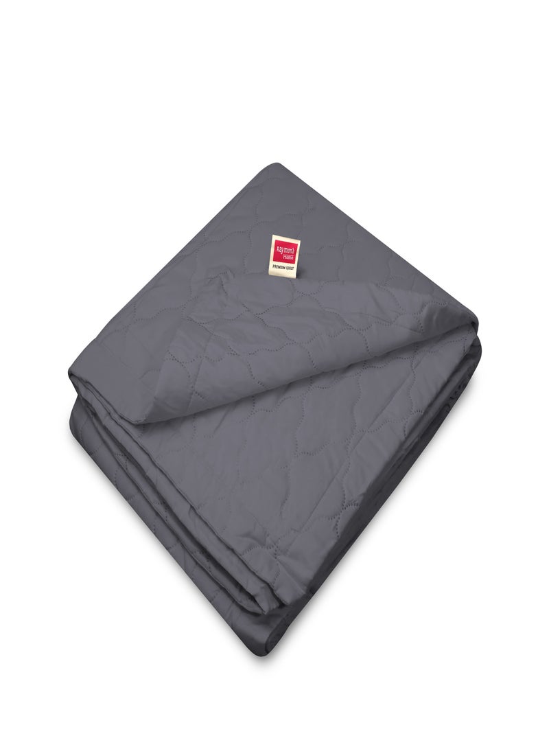 Raymond لحاف رايموند ميكروفايبر لجميع الفصول ناعم وخفيف الوزن لسرير مزدوج بتشطيب خوخي 100 GSM - رمادي (220 × 240 سم) - Image 1