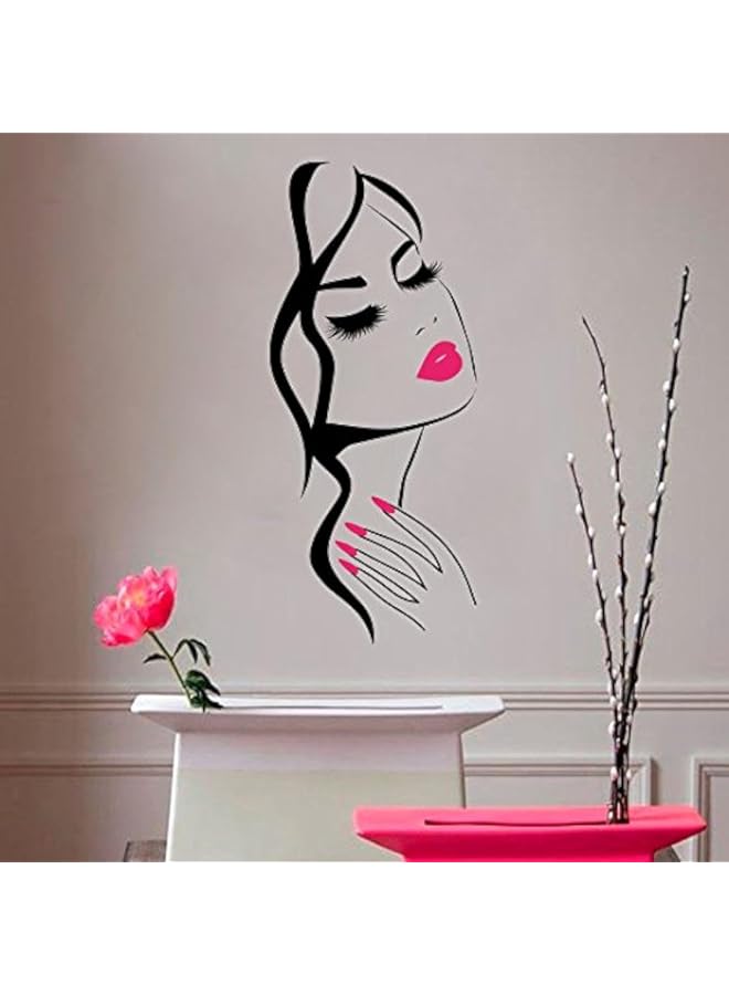 Raxoom BPA (40X90CM, Black +Pink Lips) - Wall Decal Beauty Salon Manicure Nail Salon Wall Art Sticker Beautiful Girl Face Lips Home Decor Stickers Barber Shop Hairstyle Decoration Wall Mural Black +pink - Image 1
