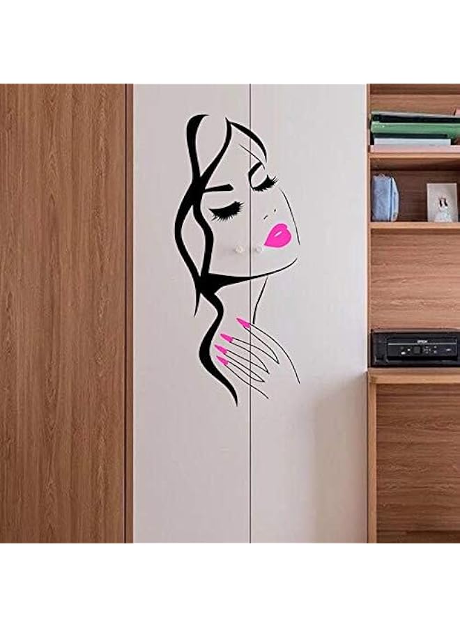 Raxoom BPA (40X90CM, Black +Pink Lips) - Wall Decal Beauty Salon Manicure Nail Salon Wall Art Sticker Beautiful Girl Face Lips Home Decor Stickers Barber Shop Hairstyle Decoration Wall Mural Black +pink - Image 5