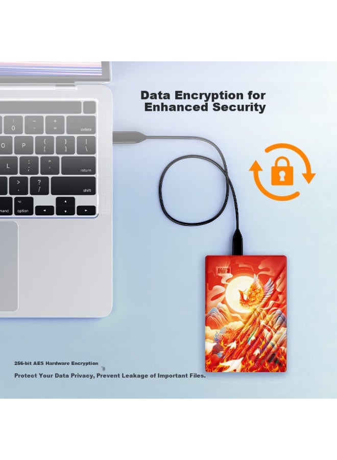 Western Digital Western Digital (Wd) 2Tb Portable Hard Drive Usb3.0 2.5-Inch Mechanical Hard Drive Laptop External Encrypted Backup Large Capacity Storage Customized Phoenix Nirvana Colorful Painting - Image 1