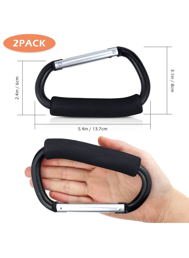 VIUAUAX Grocery Bag Shopping Bag Holder Handle Carrier Tool Multi Purpose Snap Hook Stroller Hook Set Organizer Accessories with Soft Foam Grip for Hanging, Pack of 2, Black - Image 2