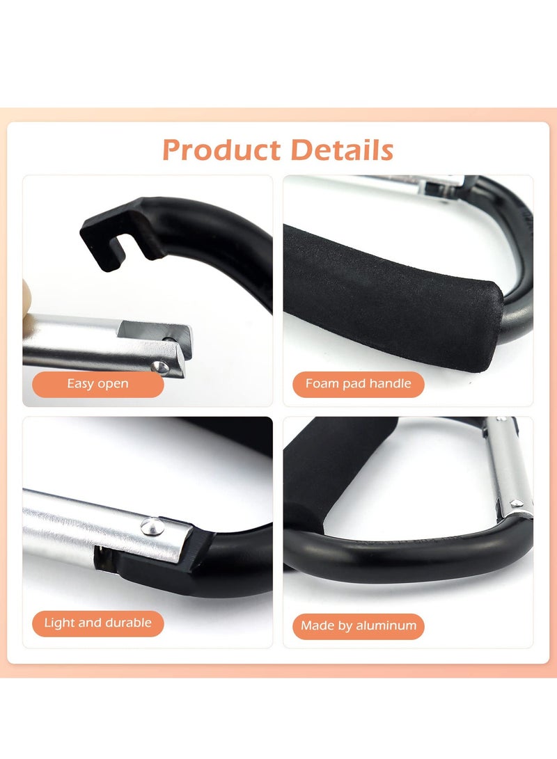 VIUAUAX Grocery Bag Shopping Bag Holder Handle Carrier Tool Multi Purpose Snap Hook Stroller Hook Set Organizer Accessories with Soft Foam Grip for Hanging, Pack of 2, Black - Image 4