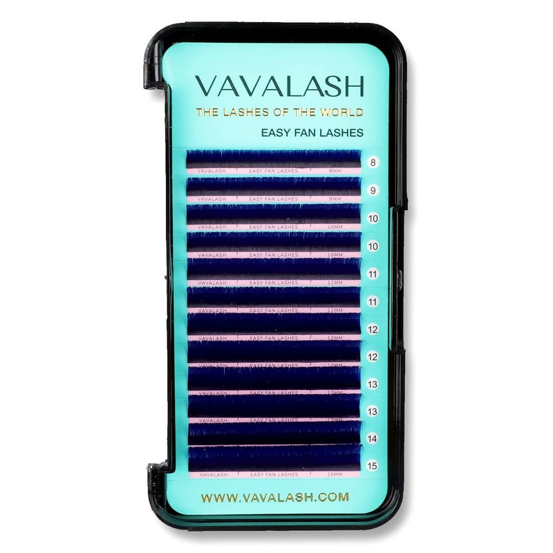 VAVALASH Colored Easy Fan Eyelash Extensions 007 C Curl 815mm Mixed Tray Blue Self Fanning Lashes 2D10D Colorful Volume lash extensionsBlue007C815 Mix