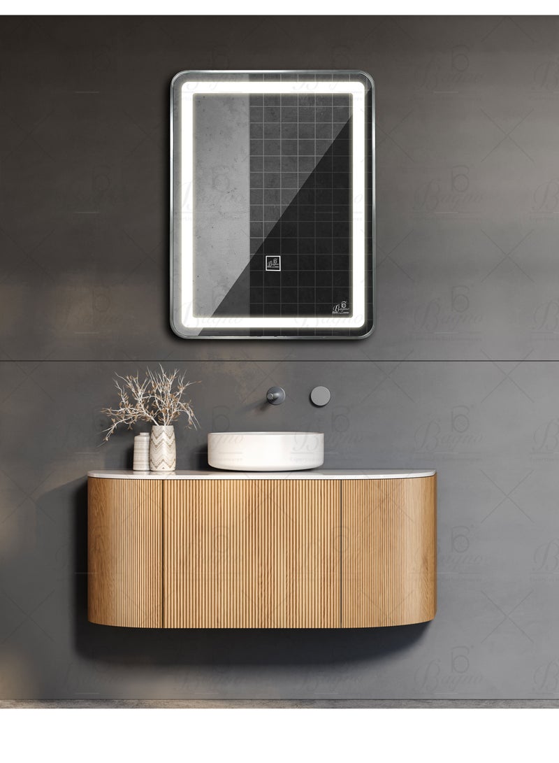 B BAGNO Silver LED Framed Mirror, Silver Framed Mirror, premium Quality 80x60cm BML22(Silver) - Image 2