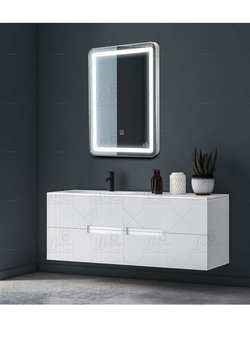 B BAGNO Silver LED Framed Mirror, Silver Framed Mirror, premium Quality 80x60cm BML22(Silver) - Image 3