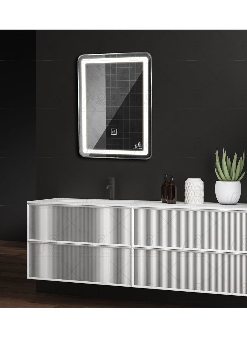 B BAGNO Silver LED Framed Mirror, Silver Framed Mirror, premium Quality 80x60cm BML22(Silver) - Image 4