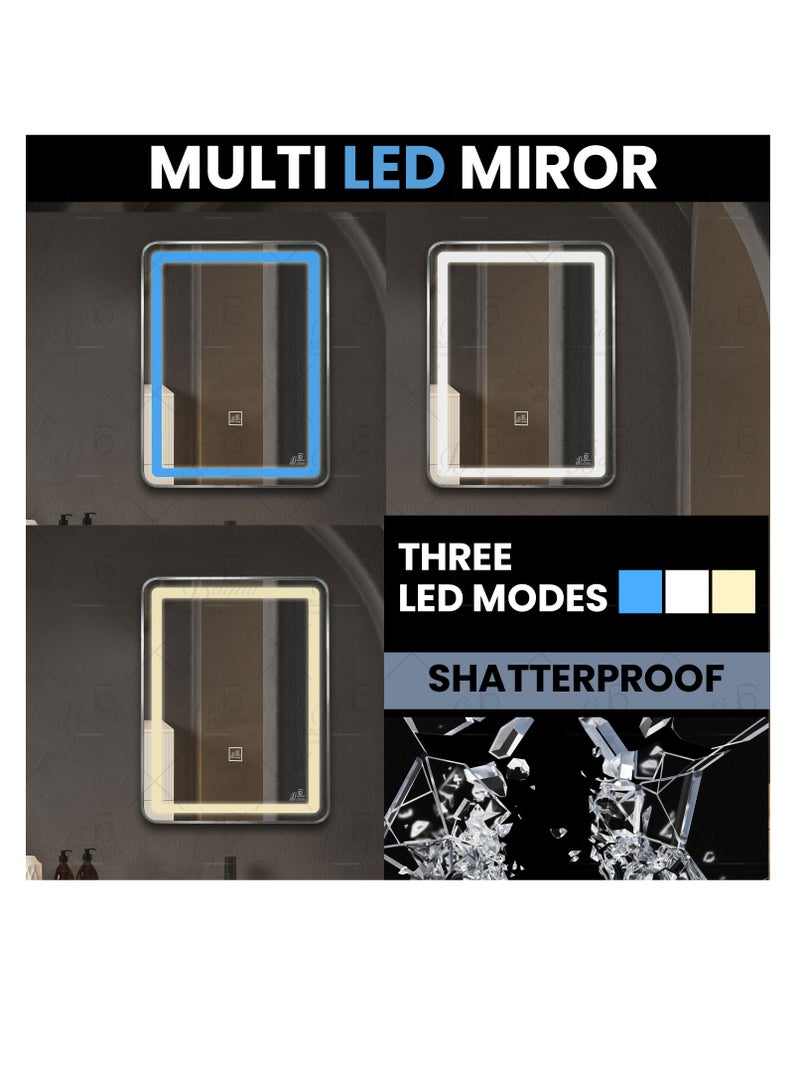 B BAGNO Silver LED Framed Mirror, Silver Framed Mirror, premium Quality 80x60cm BML22(Silver) - Image 5