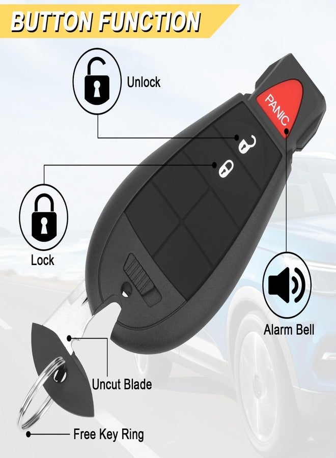 Vurkcy Key Fob Replacement for 2013-2021 Ram 1500 2500 3500 4500 5500/19-21 Ram 1500 Classic Car Keyless Entry Remote Control,GQ4-53T,3 Buttons,2Pcs - Image 3