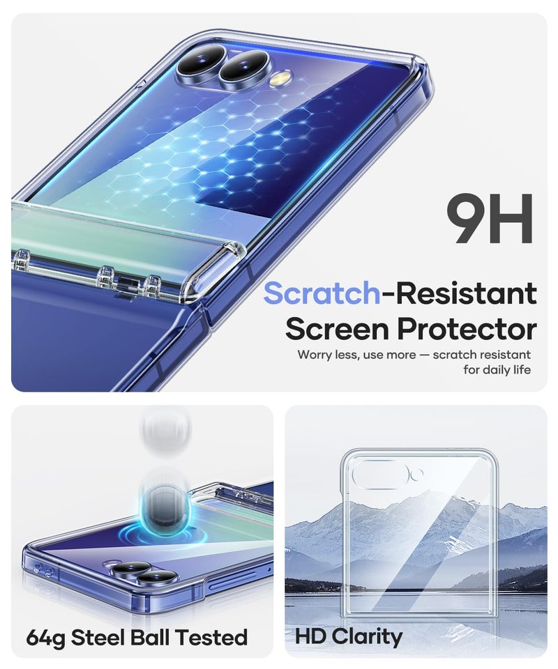 Vihibii for Samsung Galaxy Z Flip 7 Case Clear, [Non-Yellowing] & Hinge Protection & Outer Screen Protector, Compatible with Wireless Charging, Shockproof Slim Case for Samsung Z Flip 7 5G 2025, Clear - Image 5