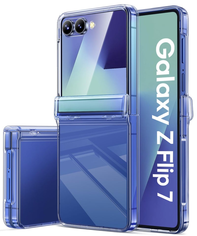 Vihibii for Samsung Galaxy Z Flip 7 Case Clear, [Non-Yellowing] & Hinge Protection & Outer Screen Protector, Compatible with Wireless Charging, Shockproof Slim Case for Samsung Z Flip 7 5G 2025, Clear - Image 1