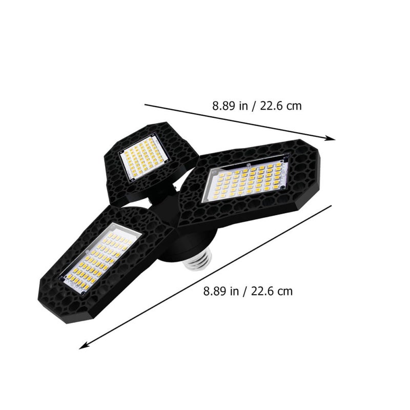 Foldable LED Garage Light 80W White Adjustable Three Leaf Panels High Brightness Ceiling Lamp - Image 3