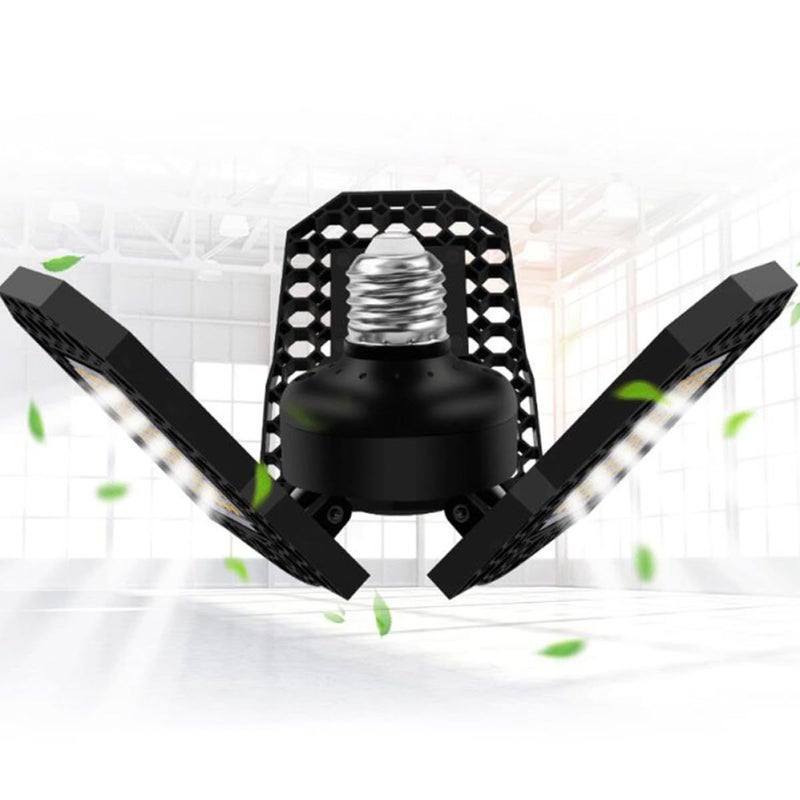 Foldable LED Garage Light 80W White Adjustable Three Leaf Panels High Brightness Ceiling Lamp - Image 5