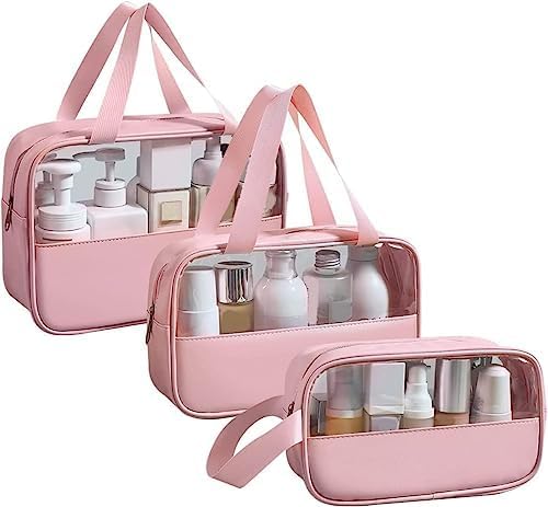 3pcs Transparent Cosmetic Bag Vacation Bag Small Makeup Skin Care Products Case Beach Bag Organizer Pouch Underwear Bag Hand Case Toiletry Bag Tote Makeup Brush Business Case - Image 1