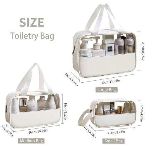 3pcs Transparent Cosmetic Bag Vacation Bag Small Makeup Skin Care Products Case Beach Bag Organizer Pouch Underwear Bag Hand Case Toiletry Bag Tote Makeup Brush Business Case - Image 5