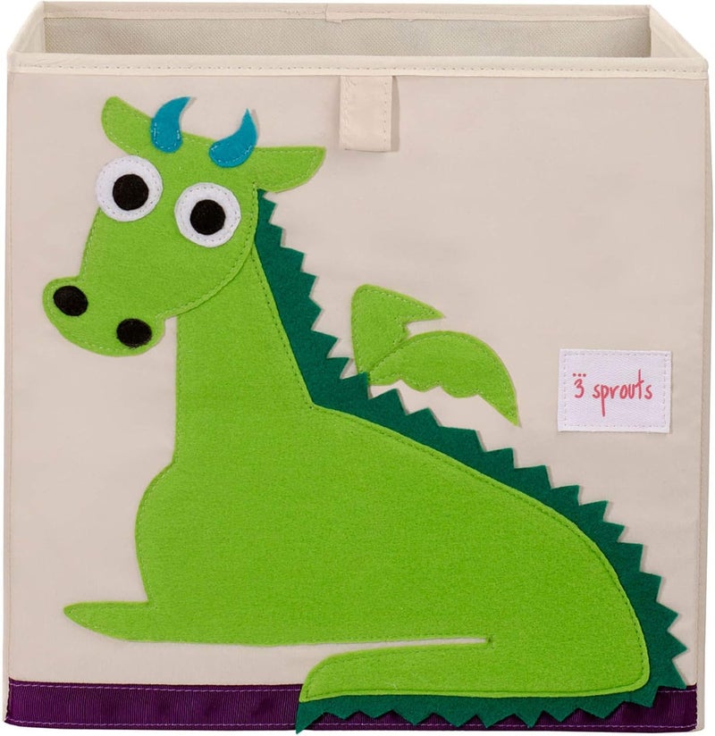 3 Sprouts Cube Storage Box - Organizer Container for Kids & Toddlers - Dragon - Image 1