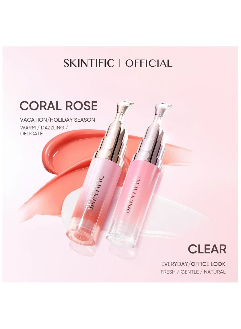 SKINTIFIC Peptide Nourishing Lip Serum Duo – Coral Rose & Clear | Brighten, Smooth & Hydrate Lips - Image 1