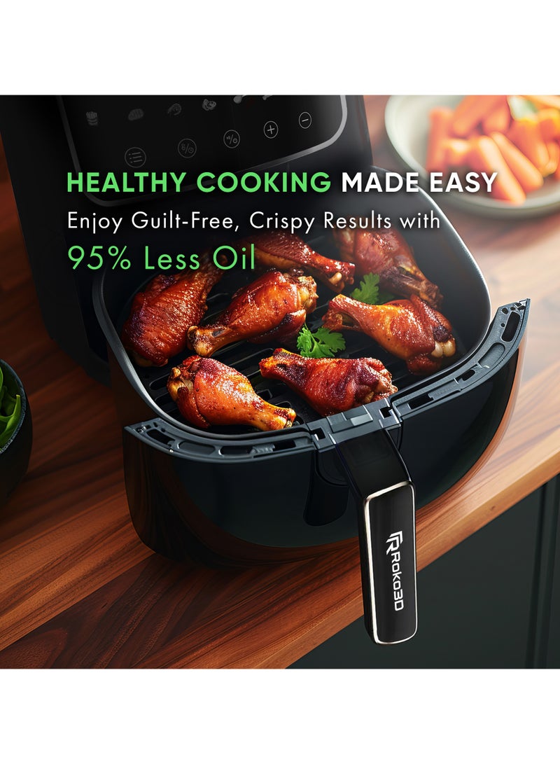 Roko3D Air Fryer ROKO 3D Digital – 8-in-1 Multi-Function Kitchen Appliance | Air Fry, Bake, Roast & More | Oil-Free Cooking for Healthy Meals | User-Friendly Digital Controls, Preset Cooking Modes, Adjustable Timer | Easy to Clean Nonstick Basket | Modern Black Matte Look - Image 2