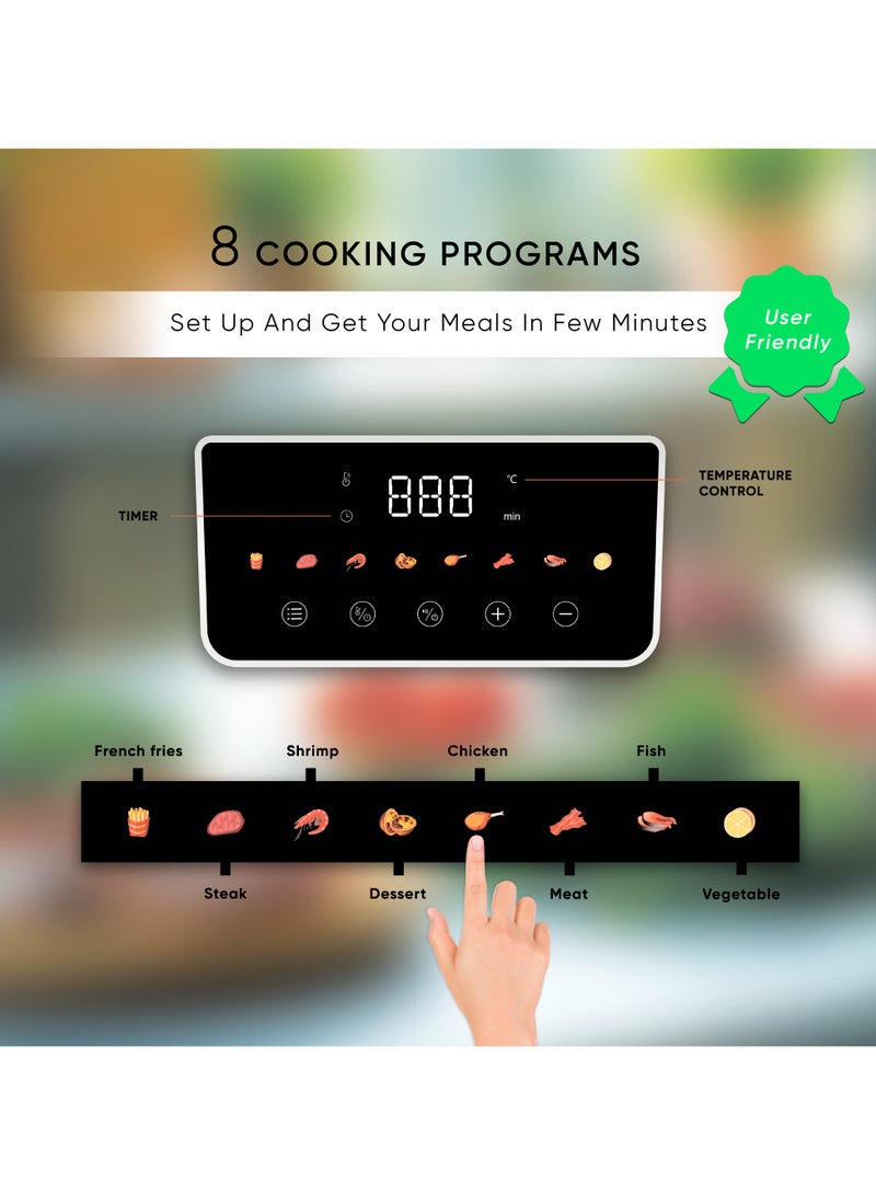 Roko3D Air Fryer ROKO 3D Digital – 8-in-1 Multi-Function Kitchen Appliance | Air Fry, Bake, Roast & More | Oil-Free Cooking for Healthy Meals | User-Friendly Digital Controls, Preset Cooking Modes, Adjustable Timer | Easy to Clean Nonstick Basket | Modern Black Matte Look - Image 5