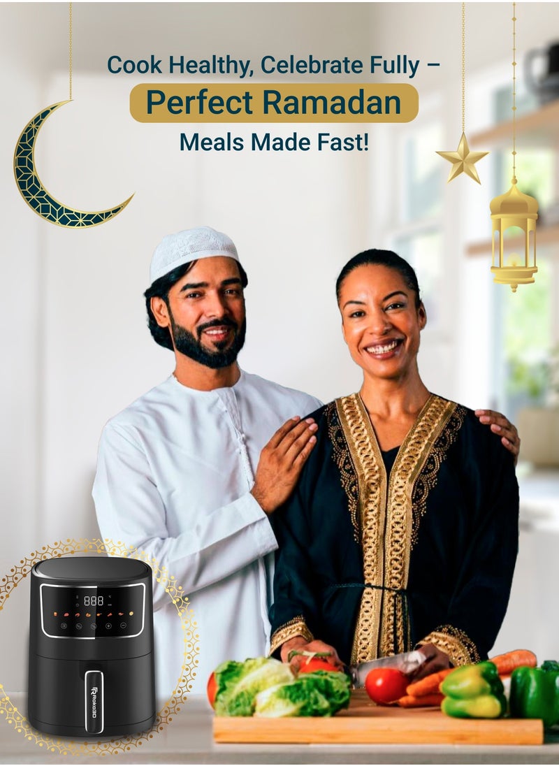 ROKO 3D Digital Air Fryer – 8-in-1 Multi-Function Kitchen Appliance | Air Fry, Bake, Roast & More | Oil-Free Cooking for Healthy Meals | User-Friendly Digital Controls, Preset Cooking Modes, Adjustable Timer | Easy to Clean Nonstick Basket | Modern Black Matte Look - pzsku/ZF9CE82BFC3CDF93EBFA9Z/45/_/1739788489/c7f4ae2a-479a-46d7-9ba8-99132fa4aa6e