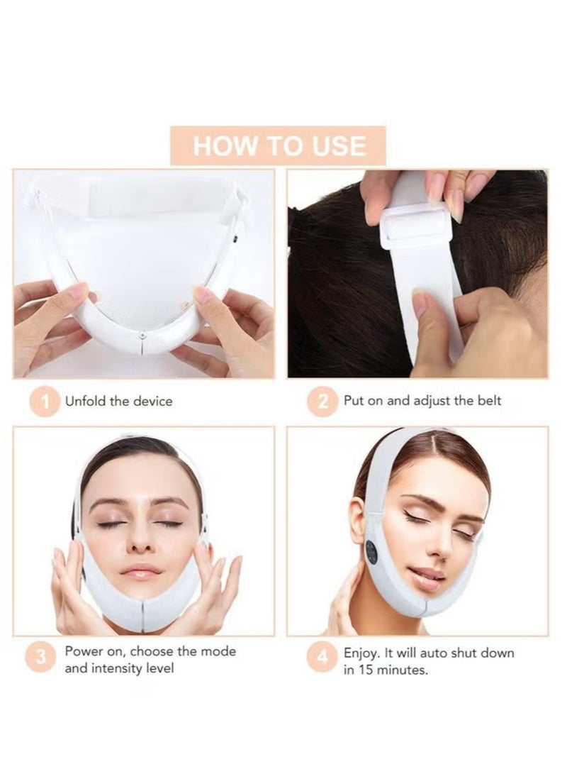 جهاز تدليك كهربائي ذكي لتشكيل الوجه على شكل حرف V، مزيل الذقن المزدوجة، مضاد للشيخوخة والتجاعيد، جهاز شد الوجه بالتيار الكهربائي الدقيق على شكل حرف V لتنحيف الذقن، تحسين ملامح الوجه والبشرة - Image 5