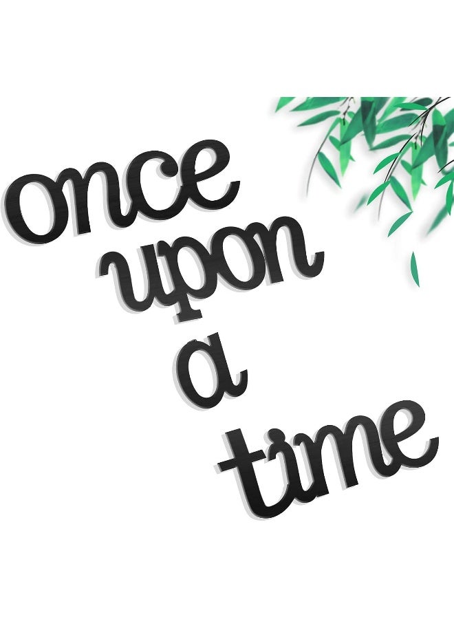 TPGP 4 Pieces Rustic Wooden Wall Decor Once Upon a Time Sign Creative Sentence Words Free-Standing Decoration Cutout Word Art Signs for Home - Image 1