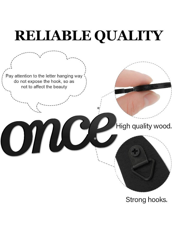 TPGP 4 Pieces Rustic Wooden Wall Decor Once Upon a Time Sign Creative Sentence Words Free-Standing Decoration Cutout Word Art Signs for Home - Image 3