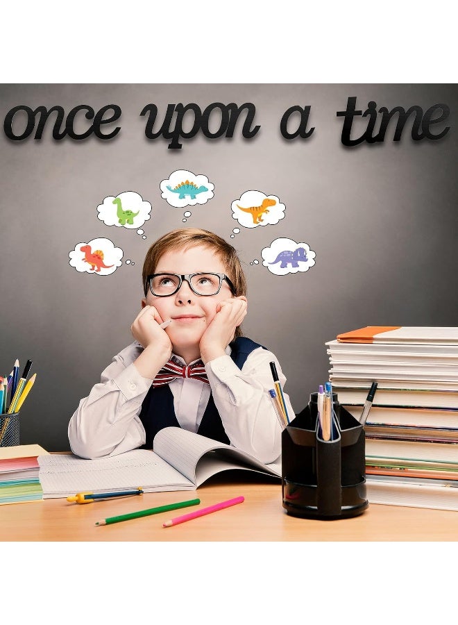 TPGP 4 Pieces Rustic Wooden Wall Decor Once Upon a Time Sign Creative Sentence Words Free-Standing Decoration Cutout Word Art Signs for Home - Image 5