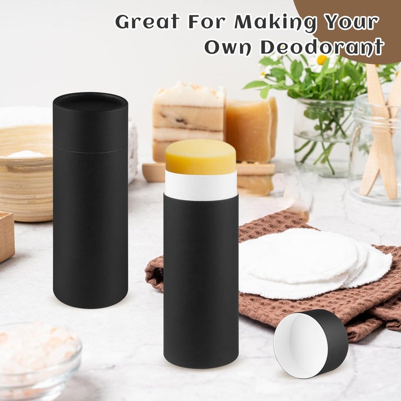 HZYH 10 Pcs 75g/2.5oz Paperboard Deodorant Tubes Refillable,Cardboard Tubes Empty Solid Perfume Container Lotion Sticks Jars for DIY Cosmetic Samples Deodorant - Black - Image 5