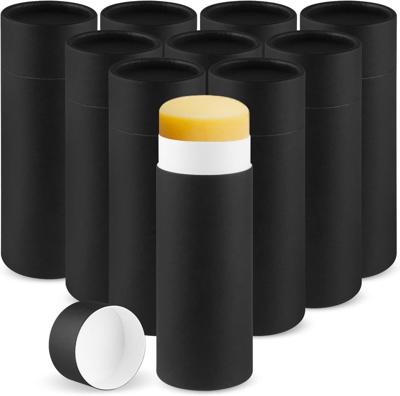HZYH 10 Pcs 75g/2.5oz Paperboard Deodorant Tubes Refillable,Cardboard Tubes Empty Solid Perfume Container Lotion Sticks Jars for DIY Cosmetic Samples Deodorant - Black - Image 1