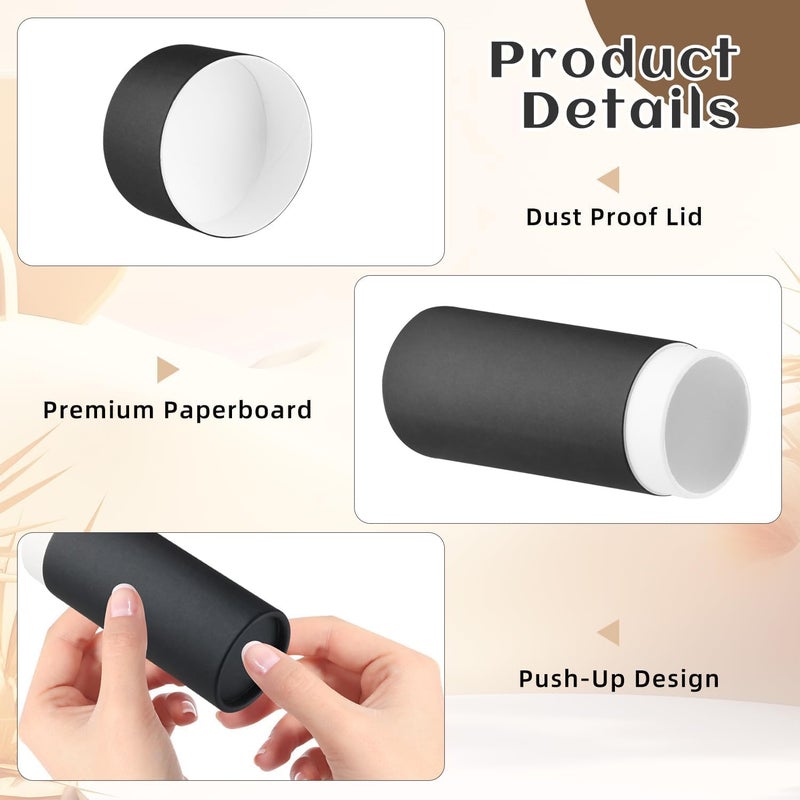 HZYH 10 Pcs 75g/2.5oz Paperboard Deodorant Tubes Refillable,Cardboard Tubes Empty Solid Perfume Container Lotion Sticks Jars for DIY Cosmetic Samples Deodorant - Black - Image 3