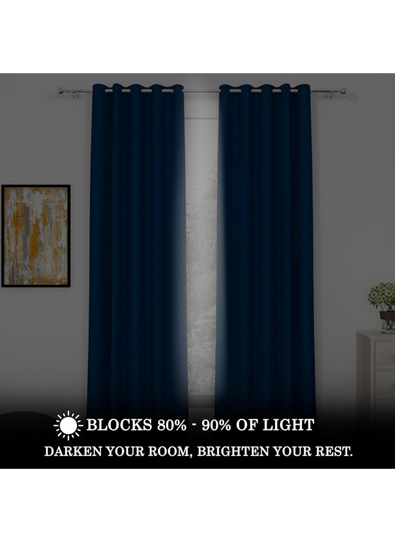 Story@Home Story@Home Blackout Long Door Curtains 9 Feet Set of 2 | Plain Printed | 95% Room Darkening | Thermal Insulated Curtains | Curtain for Living Room | (116 x 275 cm, Navy Blue) | Perfect for Home Decor  - Image 3