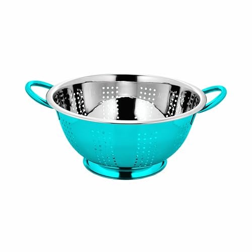 Prabha Colander Stainless Steel Strainer Sieves, 3000ML, 24cm | Kitchen Strainer with Handle-Essential Kitchen | Colanders Bowl, Basket | Colander for Rice Straining Washing Fruits, Vegetables - Image 1