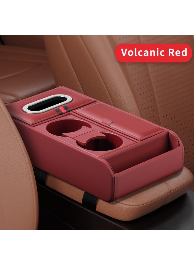Soofam 4 in 1 Multipurpose Car Center Console heighten Cover, Leather Car Armrest Booster Pads, Leather Car Armrest Cover Protector, Armrest Box, Suitable for Most Vehicles, SUVs, Trucks, Cars (Red) - Image 1