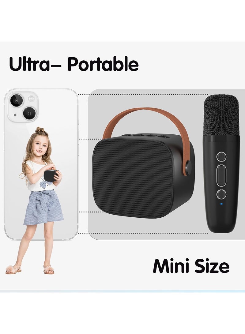 Colorful karaoke sound system, Karaoke Machine for Kids and Adults, Portable Mini Bluetooth Speaker with Wireless Microphone, Christmas Gift Toys with Colorful Lights (Black1 Microphone)  - Image 2