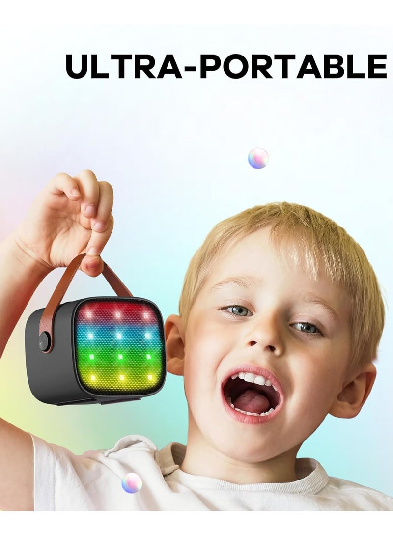Colorful karaoke sound system, Karaoke Machine for Kids and Adults, Portable Mini Bluetooth Speaker with Wireless Microphone, Christmas Gift Toys with Colorful Lights (Black1 Microphone)  - Image 3