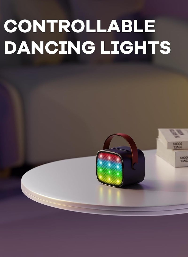 Colorful karaoke sound system, Karaoke Machine for Kids and Adults, Portable Mini Bluetooth Speaker with Wireless Microphone, Christmas Gift Toys with Colorful Lights (Black1 Microphone)  - Image 4