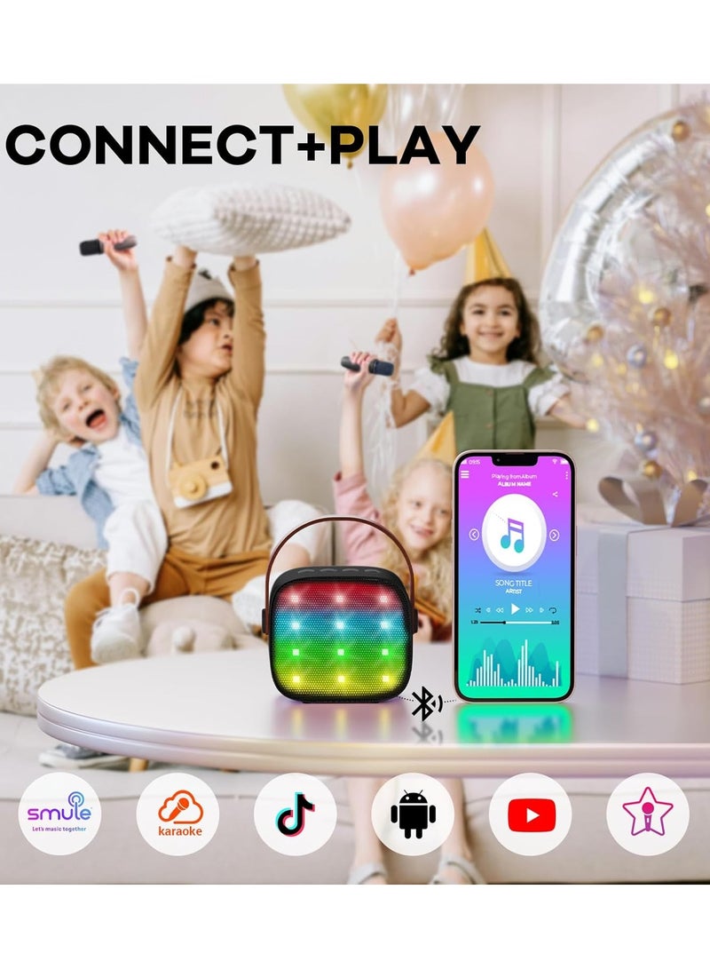 Colorful karaoke sound system, Karaoke Machine for Kids and Adults, Portable Mini Bluetooth Speaker with Wireless Microphone, Christmas Gift Toys with Colorful Lights (Black1 Microphone)  - Image 5