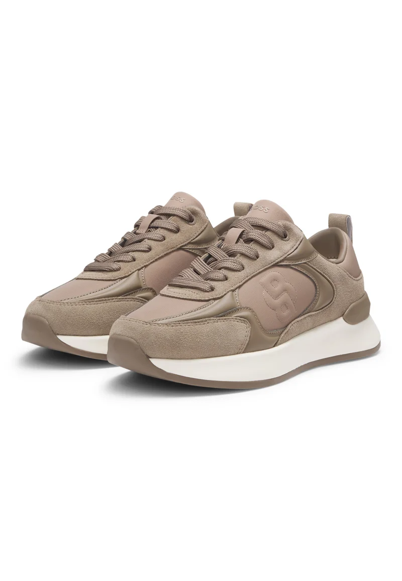 بوس Suede-trim trainers with Double B monogram