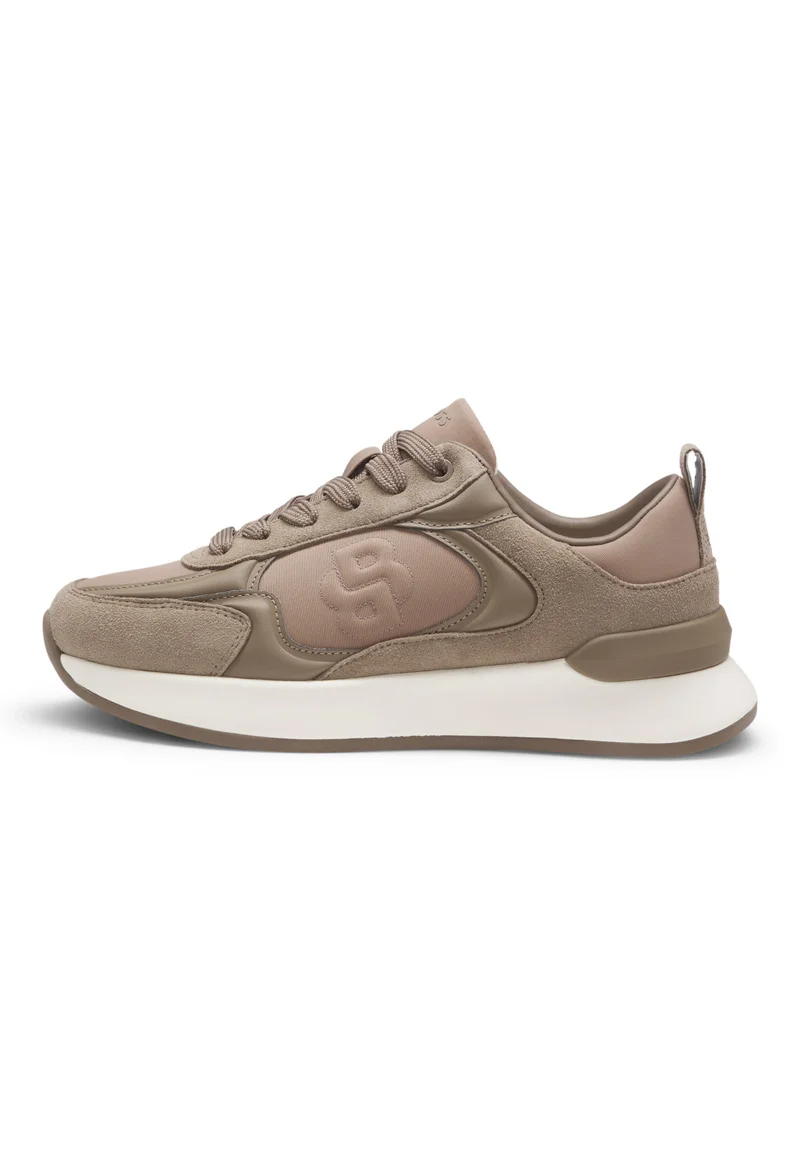BOSS Brown Suede-trim sneakers with Double B monogram for Women | Best Price UAE