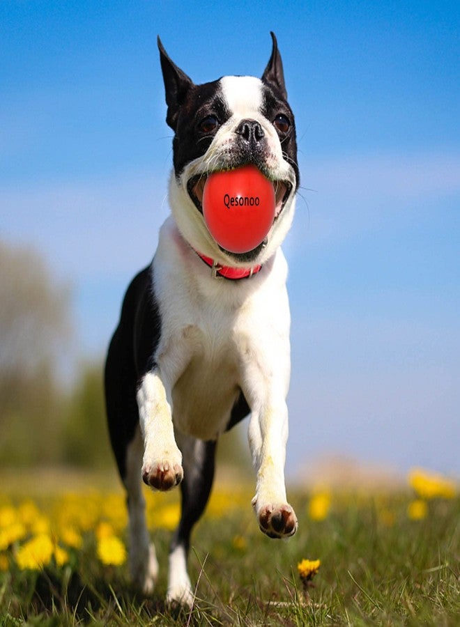 Qesonoo Dog Balls Indestructible,Solid Rubber Bouncy for Dogs Aggressive Chewers Large Breed,Non-Toxic&Floating&High Elasticity,Durable Fetch Ball Medium to Chew,Play and Training. (Red) - Image 2