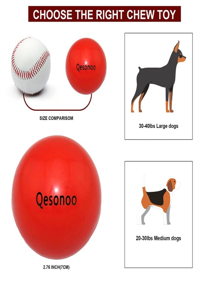 Qesonoo Dog Balls Indestructible,Solid Rubber Bouncy for Dogs Aggressive Chewers Large Breed,Non-Toxic&Floating&High Elasticity,Durable Fetch Ball Medium to Chew,Play and Training. (Red) - Image 4